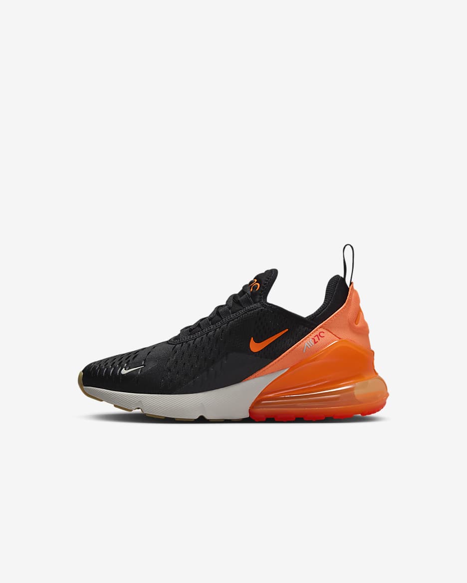 Nike Kids Grade School Air Max 270 Shoes Size 7 Black Orange